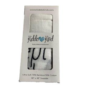 Kiddo Kind Baby Milestone Today I Photo Prop Blanket White Black 48" Swaddle